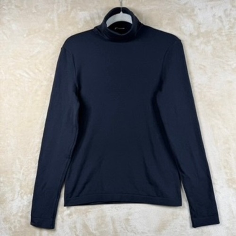 Wolford Women M Black Cotton Blend Long Sleeve Turtleneck Top Dark Academia